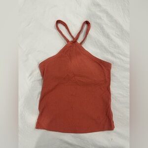 Orange cross cross halter top #halterneck